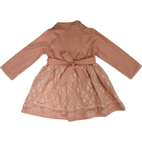 Girls Pink Lace Wind-Resistant Long Sleeved Coat S (9-24M)-XL (6-8) - SophiasStyle.com